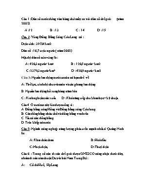 10 Câu trắc nghiệm môn Địa lí Lớp 9 (Có đáp án)